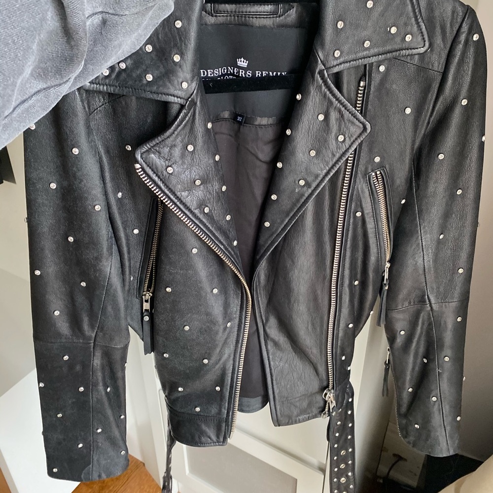 Studded leather jacket